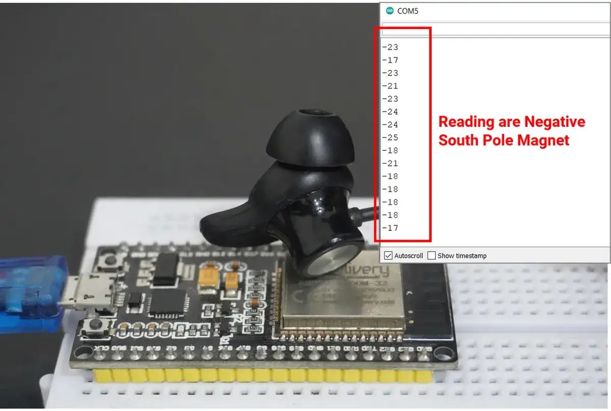 Hall Effect Sensor Reading North Pole Magnet